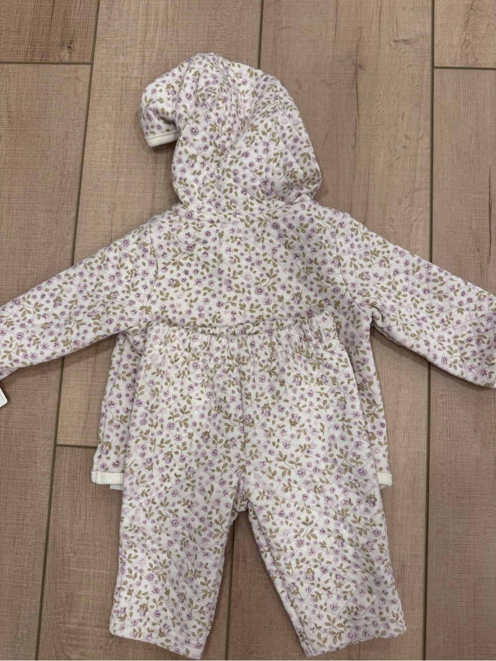 Baby Girls' Floral Hooded Matching Set - Pink & Cream